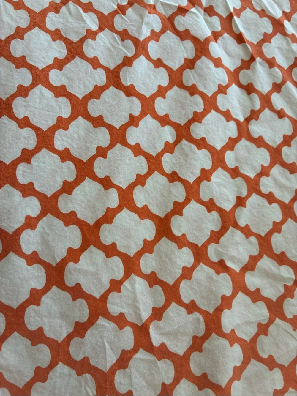 Pottery Barn 3 Piece Queen Duvet Set Orange and White Tile Preppy